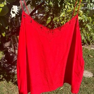 Sezane red silk tank top